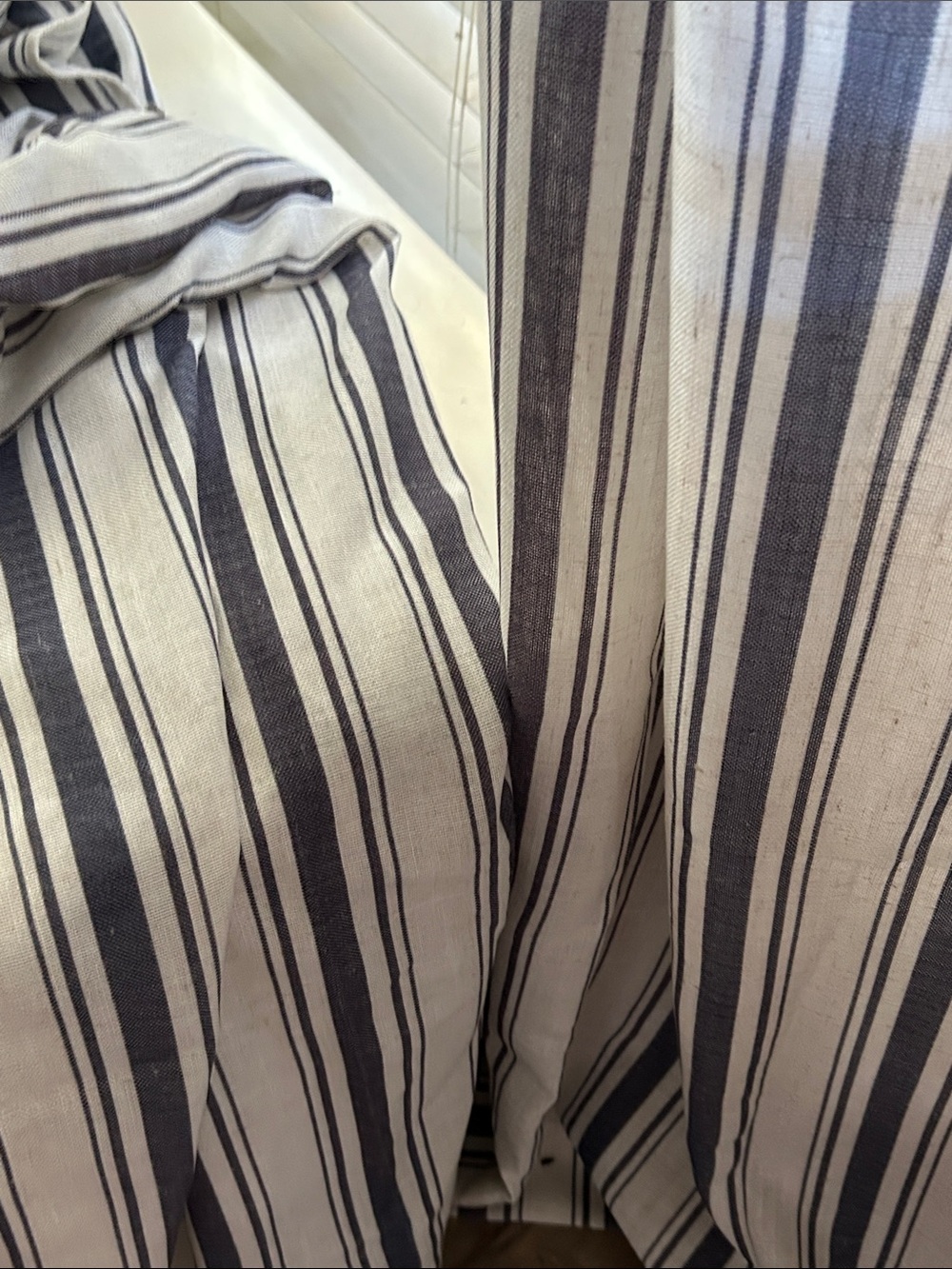 Source Unknown Navy and White Striped Curtain Panel